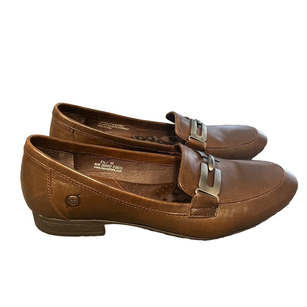 BORN Women’s Orin Velluto Brown Leather Loafers Sz 8.5 Flat Shoe Slip On